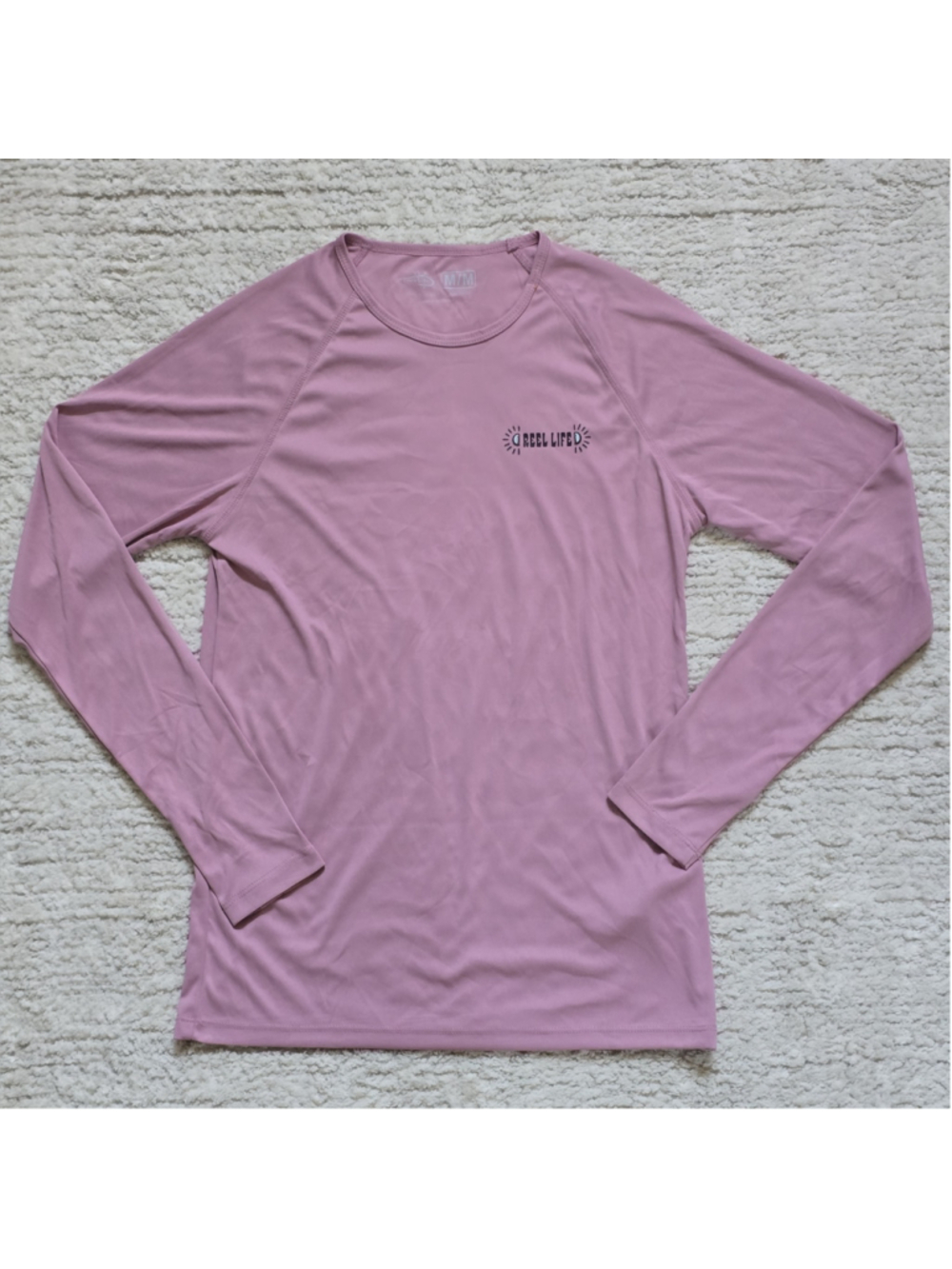 Women's Reel Life Long Sleeve UV Tee, Size M, Pink and Teal - Picture 2 of 8